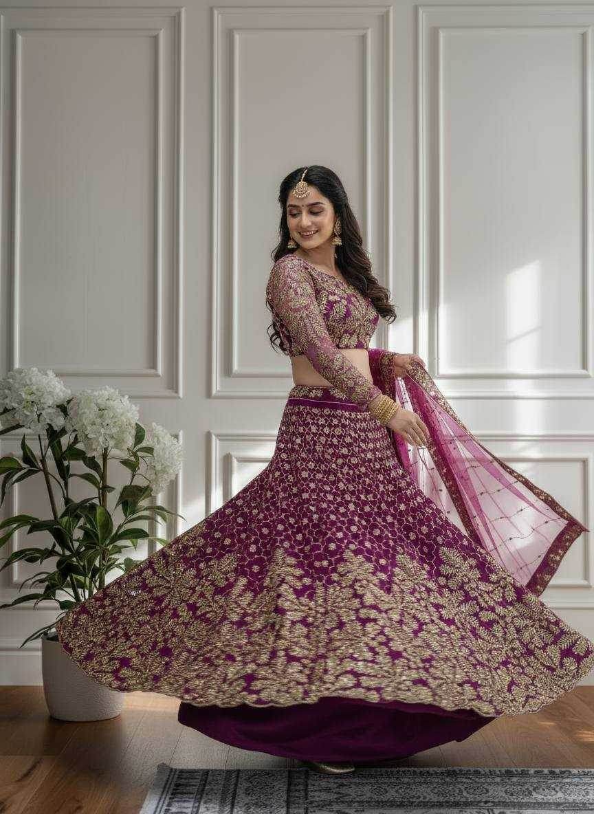 Butterfly Net Embroidered Lehenga - MYLUXURY LANE ENTERPRISE